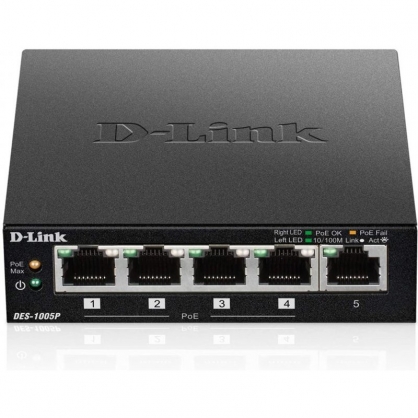 D-Link DES-1005P Switch PoE 5 Puertos Fast Ethernet